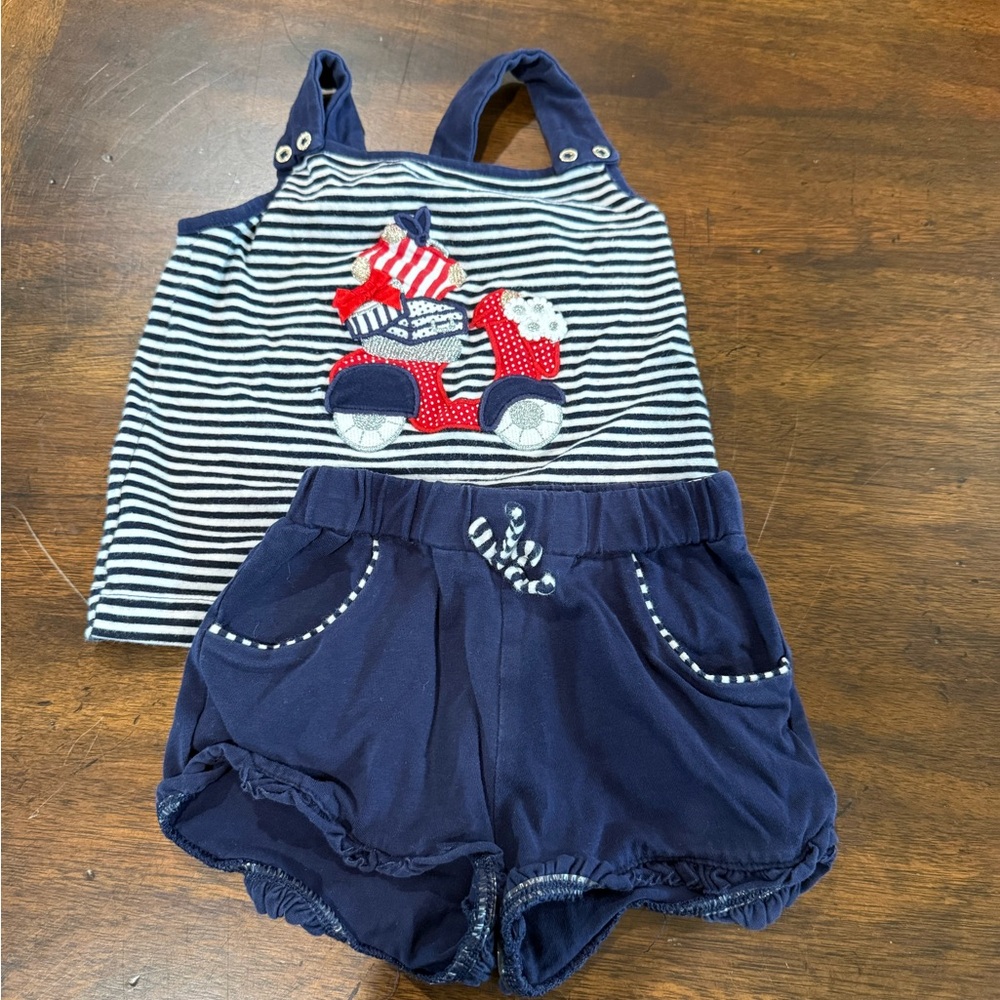 Mayoral Navy Striped Outfit with Scooter Design